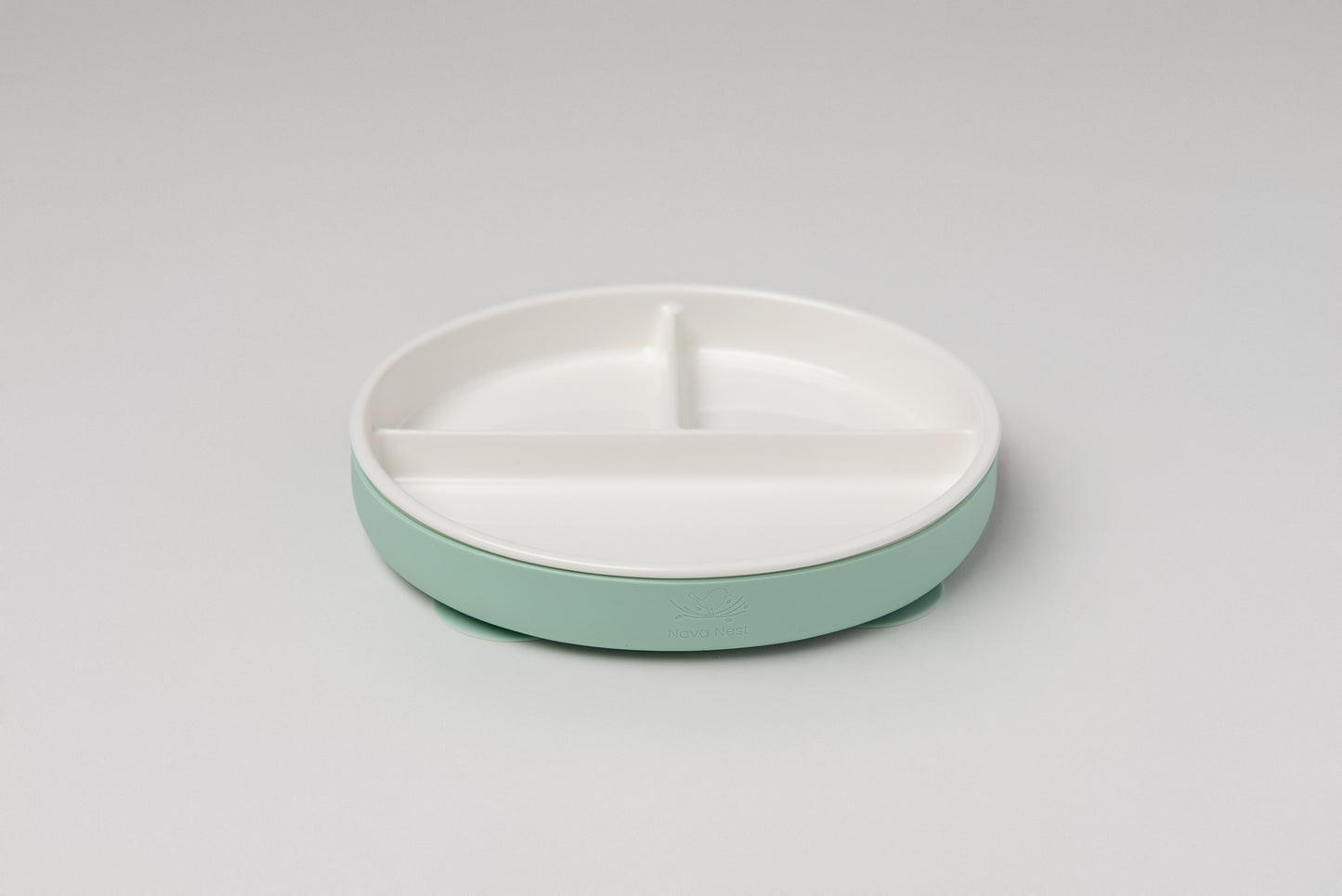 Ceramic Divided Round Plate with Silicone Suction