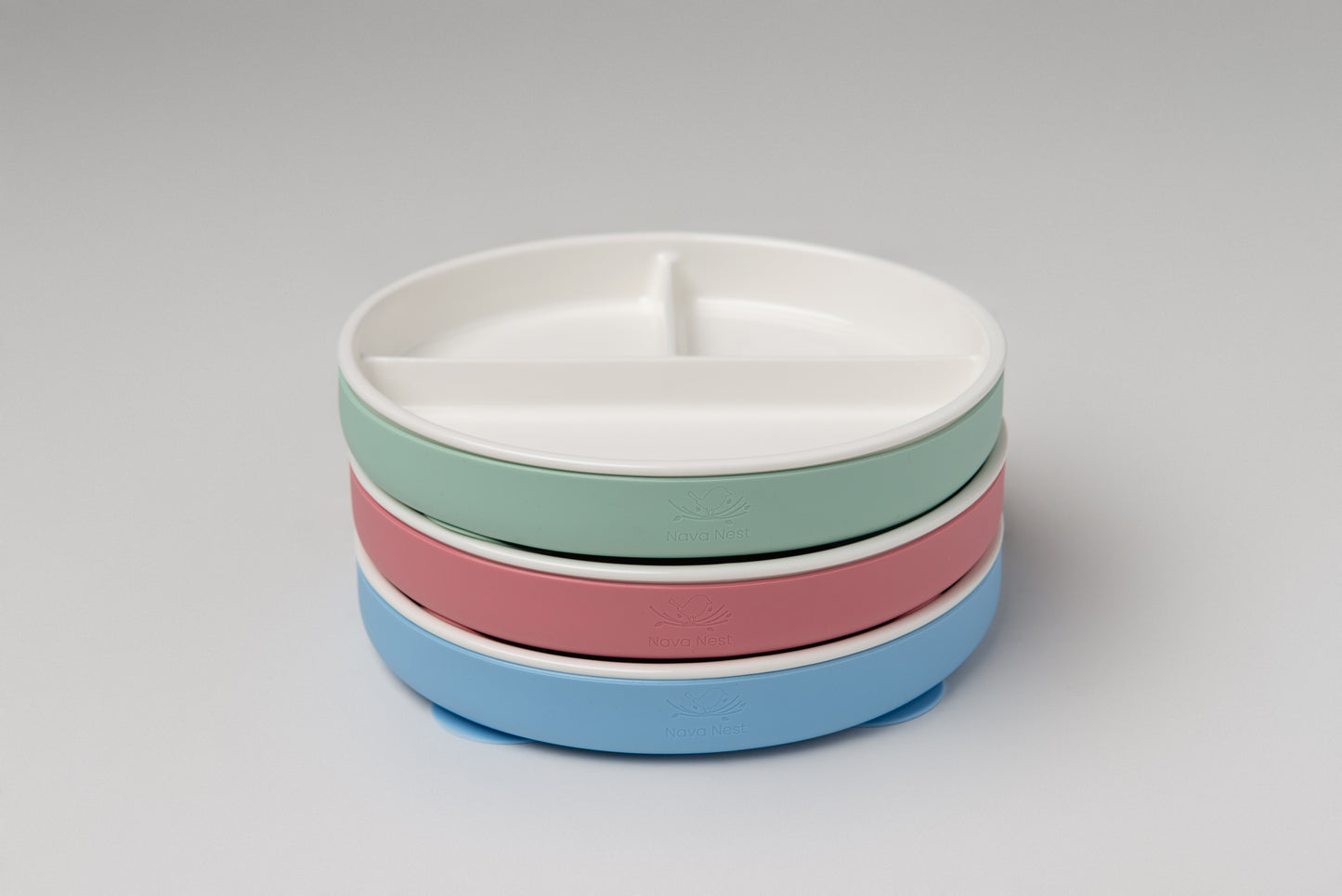 Ceramic Divided Round Plate with Silicone Suction