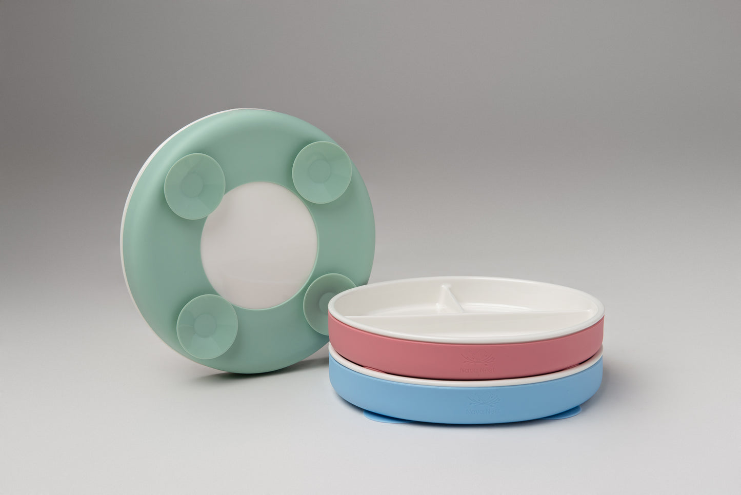 Ceramic Divided Round Plate with Silicone Suction