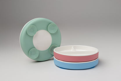 Ceramic Divided Round Plate with Silicone Suction