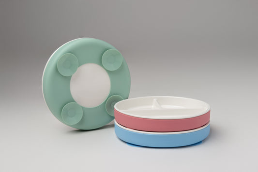 Ceramic Divided Round Plate with Silicone Suction